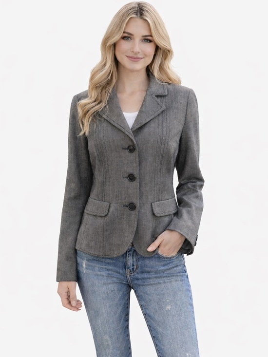 LOFT Jackets & Blazers - Ann Taylor Loft Grey Wool Blend Peplum Blazer - Size 8